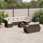 vidaXL 10-tlg. Garten-Sofagarnitur mit Kissen Braun Poly Rattan vidaXL 10-tlg. Garten-Sofagarnitur mit Kissen Braun Poly Rattan