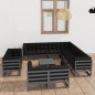 12-tlg. Garten-Lounge-Set mit Kissen Grau Kiefer Massivholz 12-tlg. Garten-Lounge-Set mit Kissen Grau Kiefer Massivholz