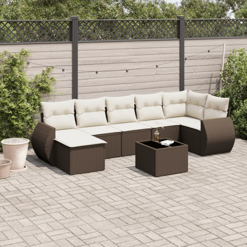 vidaXL 8-tlg. Garten-Sofagarnitur mit Kissen Braun Poly Rattan vidaXL 8-tlg. Garten-Sofagarnitur mit Kissen Braun Poly Rattan