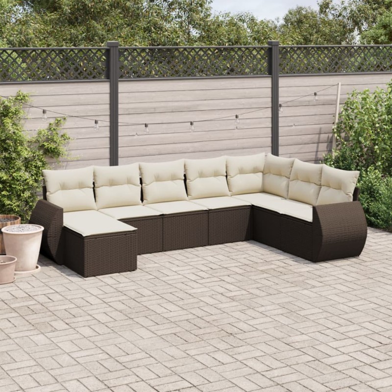 vidaXL 8-tlg. Garten-Sofagarnitur mit Kissen Braun Poly Rattan vidaXL 8-tlg. Garten-Sofagarnitur mit Kissen Braun Poly Rattan