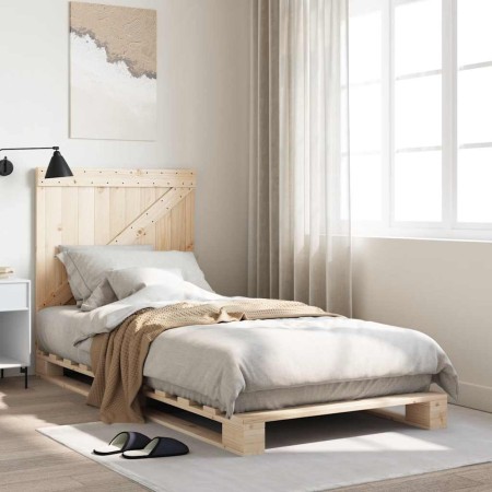 vidaXL Massivholzbett mit Kopfteil 90x200 cm Kiefer