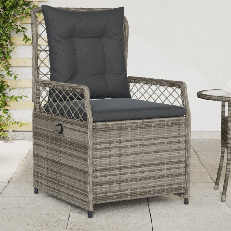 vidaXL Gartensessel 2 Stk. Verstellbar Grau Poly Rattan vidaXL Gartensessel 2 Stk. Verstellbar Grau Poly Rattan