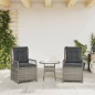 vidaXL Gartensessel 2 Stk. Verstellbar Grau Poly Rattan vidaXL Gartensessel 2 Stk. Verstellbar Grau Poly Rattan