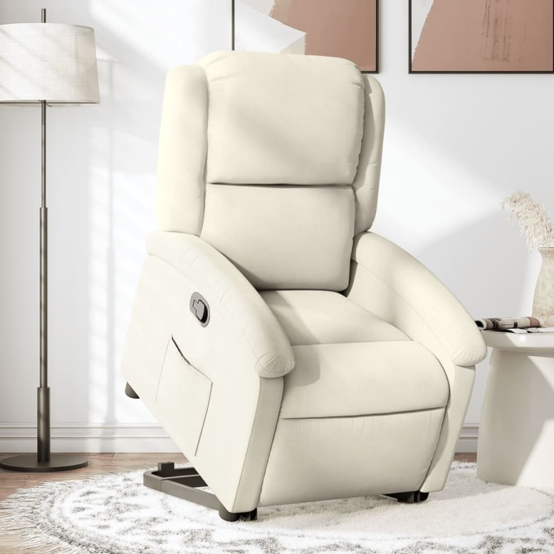 vidaXL Relaxsessel mit Aufstehhilfe Creme Samt vidaXL Relaxsessel mit Aufstehhilfe Creme Samt