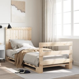 vidaXL Massivholzbett mit Kopfteil 90x200 cm Kiefer