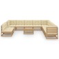 12-tlg. Garten-Lounge-Set Kissen Honigbraun Kiefer Massivholz 12-tlg. Garten-Lounge-Set Kissen Honigbraun Kiefer Massivholz