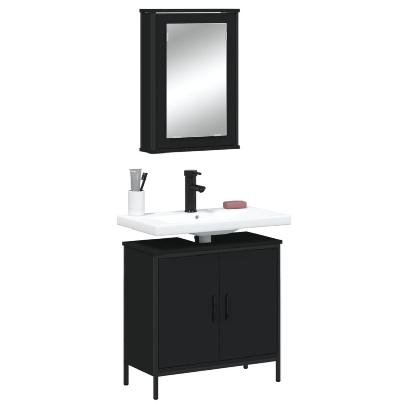 vidaXL 2-tlg. Badmöbel-Set Schwarz Holzwerkstoff vidaXL 2-tlg. Badmöbel-Set Schwarz Holzwerkstoff
