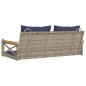 vidaXL Hängebank mit Kissen Grau 109x62x40 cm Poly Rattan vidaXL Hängebank mit Kissen Grau 109x62x40 cm Poly Rattan