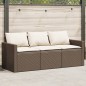 vidaXL Gartensofa mit Kissen 3-Sitzer Braun Poly Rattan vidaXL Gartensofa mit Kissen 3-Sitzer Braun Poly Rattan