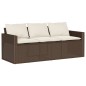 vidaXL Gartensofa mit Kissen 3-Sitzer Braun Poly Rattan vidaXL Gartensofa mit Kissen 3-Sitzer Braun Poly Rattan