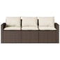 vidaXL Gartensofa mit Kissen 3-Sitzer Braun Poly Rattan vidaXL Gartensofa mit Kissen 3-Sitzer Braun Poly Rattan