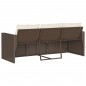 vidaXL Gartensofa mit Kissen 3-Sitzer Braun Poly Rattan vidaXL Gartensofa mit Kissen 3-Sitzer Braun Poly Rattan