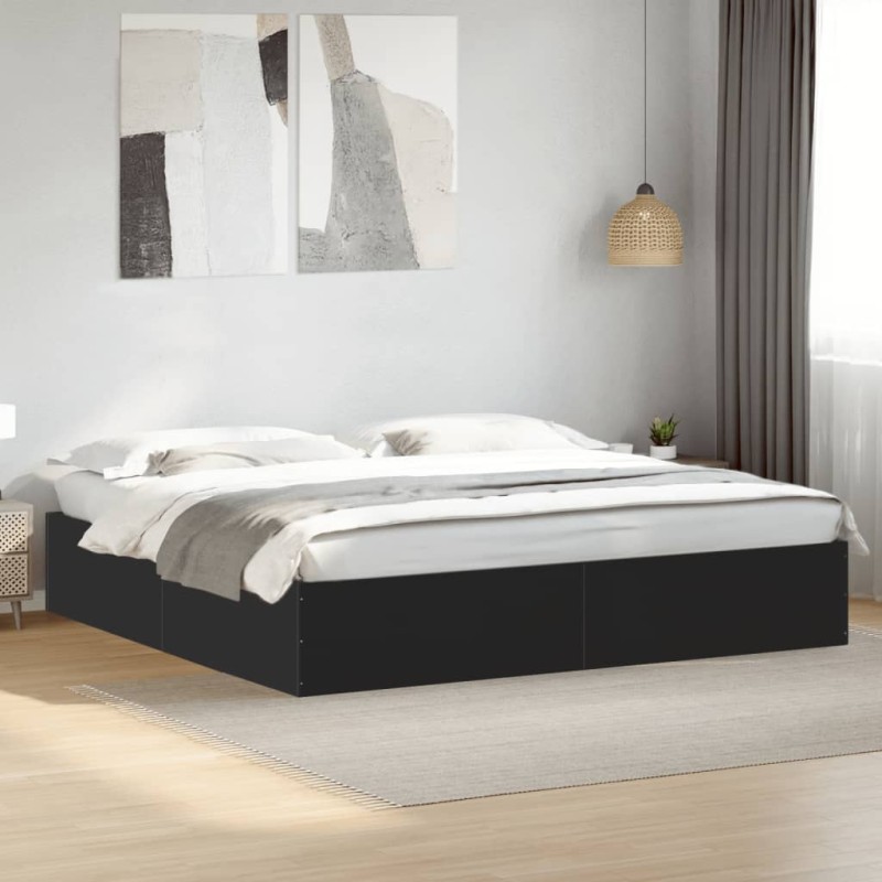 vidaXL Bettgestell Schwarz 180x200 cm Holzwerkstoff vidaXL Bettgestell Schwarz 180x200 cm Holzwerkstoff