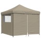 vidaXL Partyzelt Faltbar Pop-Up mit 4 Seitenteilen Taupe vidaXL Partyzelt Faltbar Pop-Up mit 4 Seitenteilen Taupe