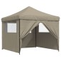 vidaXL Partyzelt Faltbar Pop-Up mit 4 Seitenteilen Taupe vidaXL Partyzelt Faltbar Pop-Up mit 4 Seitenteilen Taupe