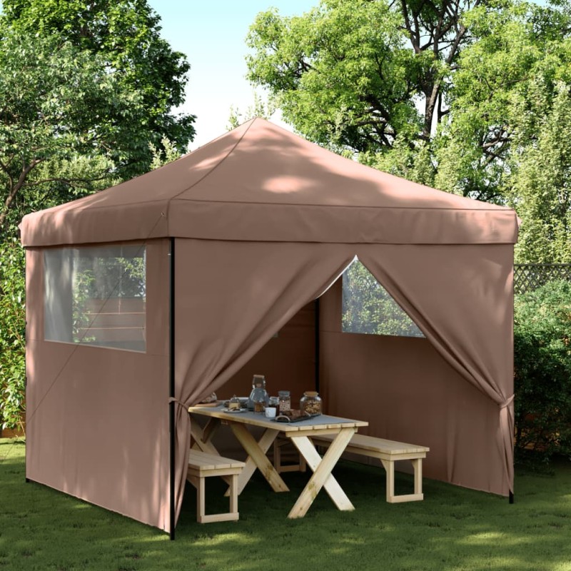 vidaXL Partyzelt Faltbar Pop-Up mit 4 Seitenteilen Braun vidaXL Partyzelt Faltbar Pop-Up mit 4 Seitenteilen Braun