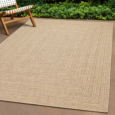 vidaXL Teppich ZIZUR 120x120 cm Jute-Optik Indoor und Outdoor