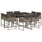 vidaXL 9-tlg. Garten-Essgruppe mit Kissen Grau Poly Rattan vidaXL 9-tlg. Garten-Essgruppe mit Kissen Grau Poly Rattan