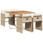 vidaXL 5-tlg. Garten-Essgruppe mit Kissen Beige Poly Rattan vidaXL 5-tlg. Garten-Essgruppe mit Kissen Beige Poly Rattan
