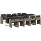 vidaXL 11-tlg. Garten-Essgruppe mit Kissen Grau Poly Rattan vidaXL 11-tlg. Garten-Essgruppe mit Kissen Grau Poly Rattan
