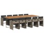 vidaXL 11-tlg. Garten-Essgruppe mit Kissen Grau Poly Rattan vidaXL 11-tlg. Garten-Essgruppe mit Kissen Grau Poly Rattan
