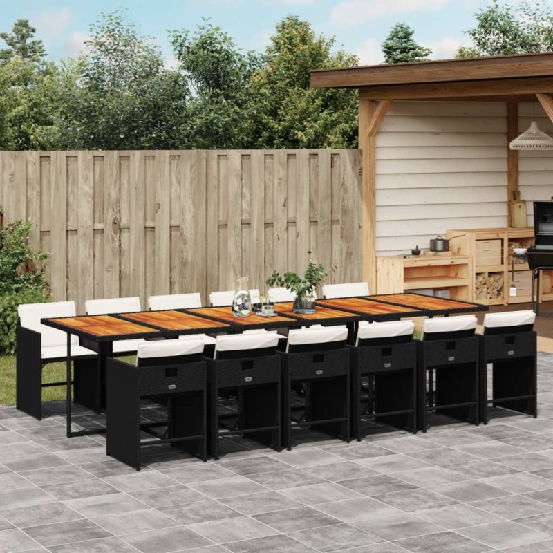 vidaXL 13-tlg. Garten-Essgruppe mit Kissen Schwarz Poly Rattan vidaXL 13-tlg. Garten-Essgruppe mit Kissen Schwarz Poly Rattan
