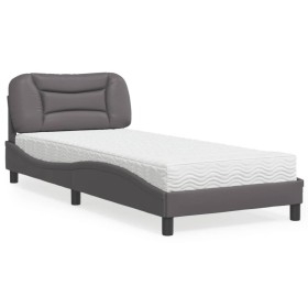vidaXL Bett mit Matratze Grau 80x200 cm Kunstleder