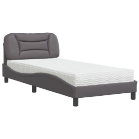 vidaXL Bett mit Matratze Grau 80x200 cm Kunstleder