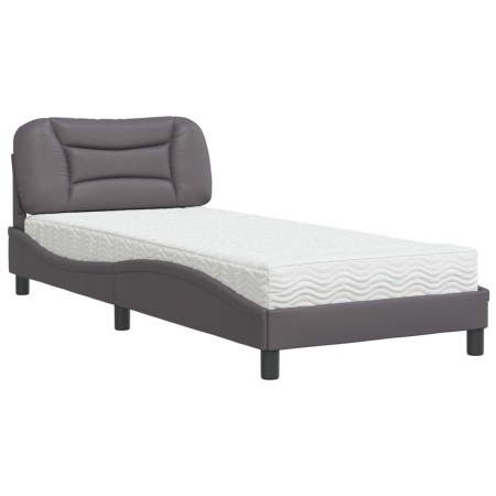 vidaXL Bett mit Matratze Grau 80x200 cm Kunstleder