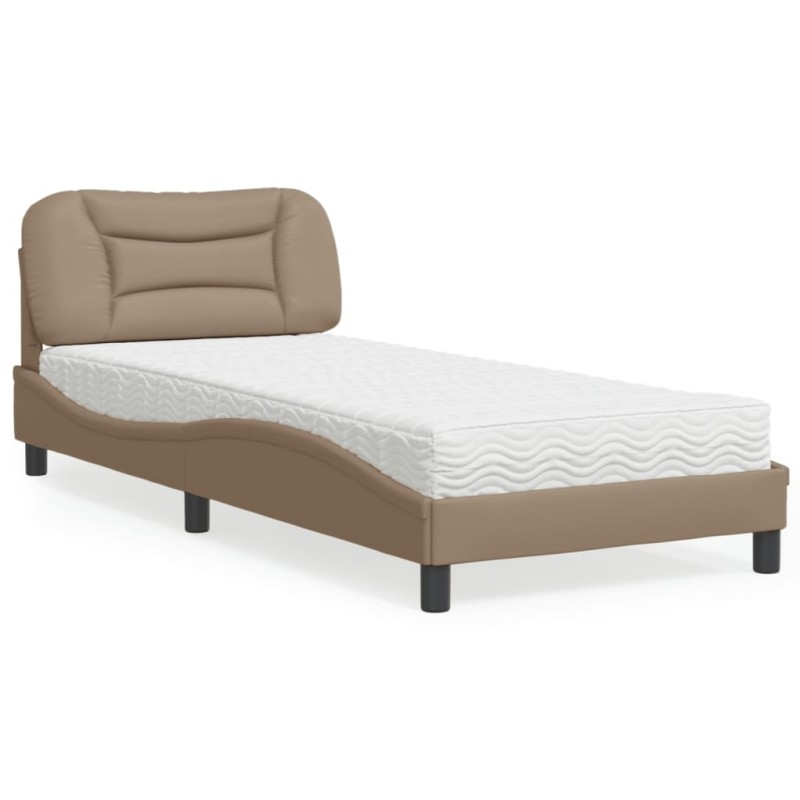 vidaXL Bett mit Matratze Cappuccino-Braun 90x200 cm Kunstleder vidaXL Bett mit Matratze Cappuccino-Braun 90x200 cm Kunstleder