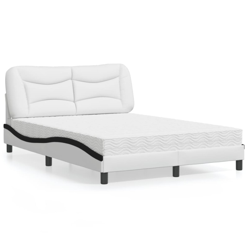 vidaXL Bett mit Matratze Weiß und Schwarz 120x200 cm Kunstleder vidaXL Bett mit Matratze Weiß und Schwarz 120x200 cm Kunstleder