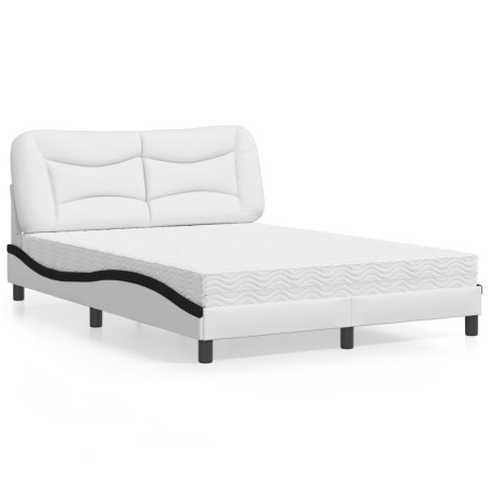 vidaXL Bett mit Matratze Weiß und Schwarz 120x200 cm Kunstleder