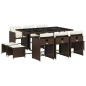 vidaXL 11-tlg. Garten-Essgruppe mit Kissen Braun Poly Rattan vidaXL 11-tlg. Garten-Essgruppe mit Kissen Braun Poly Rattan