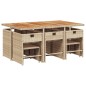 vidaXL 11-tlg. Garten-Essgruppe mit Kissen Beige Poly Rattan vidaXL 11-tlg. Garten-Essgruppe mit Kissen Beige Poly Rattan