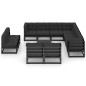 vidaXL 12-tlg. Garten-Lounge-Set mit Kissen Schwarz Massivholz Kiefer vidaXL 12-tlg. Garten-Lounge-Set mit Kissen Schwarz Massivholz Kiefer