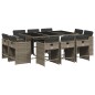 vidaXL 11-tlg. Garten-Essgruppe mit Kissen Grau Poly Rattan vidaXL 11-tlg. Garten-Essgruppe mit Kissen Grau Poly Rattan