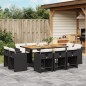 vidaXL 11-tlg. Garten-Essgruppe mit Kissen Schwarz Poly Rattan vidaXL 11-tlg. Garten-Essgruppe mit Kissen Schwarz Poly Rattan