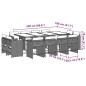 vidaXL 13-tlg. Garten-Essgruppe mit Kissen Beige Poly Rattan