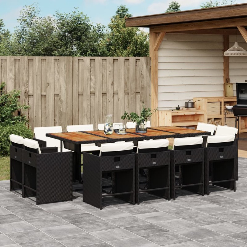 vidaXL 13-tlg. Garten-Essgruppe mit Kissen Schwarz Poly Rattan vidaXL 13-tlg. Garten-Essgruppe mit Kissen Schwarz Poly Rattan