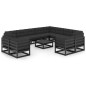 13-tlg. Garten-Lounge-Set mit Kissen Schwarz Kiefer Massivholz 13-tlg. Garten-Lounge-Set mit Kissen Schwarz Kiefer Massivholz