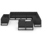 13-tlg. Garten-Lounge-Set mit Kissen Schwarz Kiefer Massivholz 13-tlg. Garten-Lounge-Set mit Kissen Schwarz Kiefer Massivholz