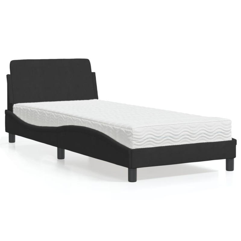 vidaXL Bett mit Matratze Schwarz 80x200 cm Samt vidaXL Bett mit Matratze Schwarz 80x200 cm Samt