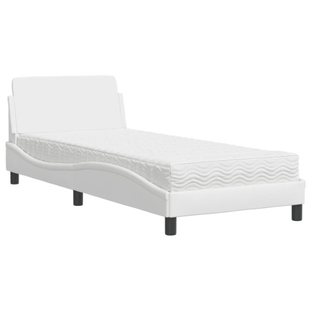 vidaXL Bett mit Matratze Weiß 80x200 cm Kunstleder