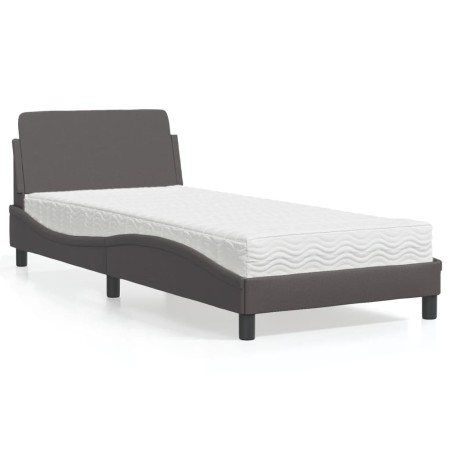 vidaXL Bett mit Matratze Grau 80x200 cm Kunstleder