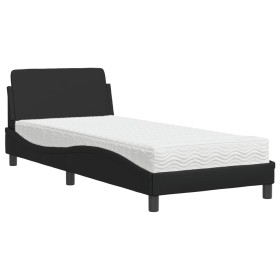 vidaXL Bett mit Matratze Schwarz 90x200 cm Kunstleder