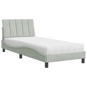 vidaXL Bett mit Matratze Hellgrau 80x200 cm Samt