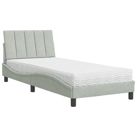 vidaXL Bett mit Matratze Hellgrau 80x200 cm Samt