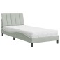 vidaXL Bett mit Matratze Hellgrau 80x200 cm Samt vidaXL Bett mit Matratze Hellgrau 80x200 cm Samt
