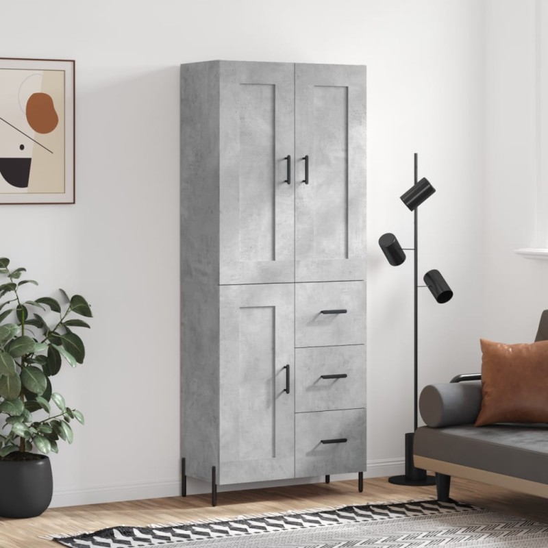 Highboard Betongrau 69,5x34x180 cm Holzwerkstoff Highboard Betongrau 69,5x34x180 cm Holzwerkstoff