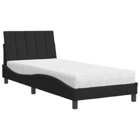 vidaXL Bett mit Matratze Schwarz 90x200 cm Samt